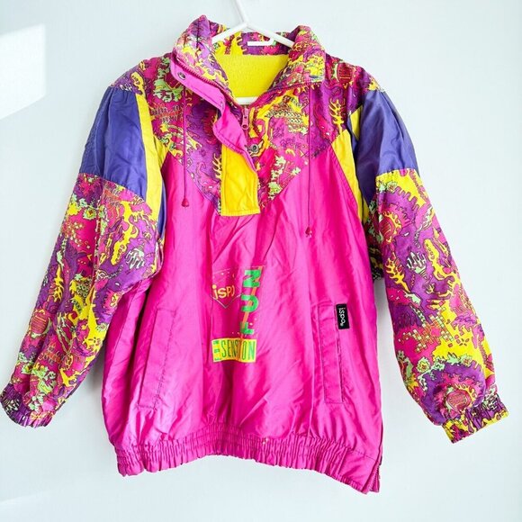 ISPO Vintage 80s 90s Crazy Colourful Pullover Ski Jacket L - Picture 4 of 7